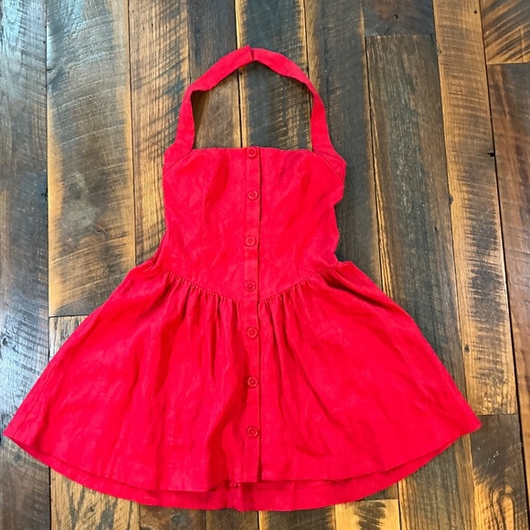 Reformation Mariela Linen Mini Dress Lipstick Red 12 NWT - Picture 5 of 13